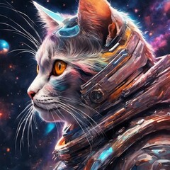 cosmic cute cat, futuristic, stylized, fantastic, detailed, high resolution
