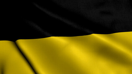 Aachen City State Flag. Waving Fabric Satin Texture National Flag of Aachen 3D Illustration. Real Texture Flag of the Aachen City in the Germany.