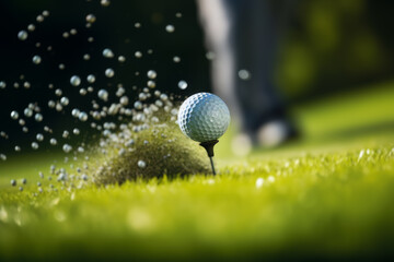A golf ball on the golf course - obrazy, fototapety, plakaty