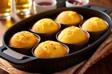 bbq cornbread muffins in a tin