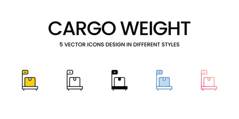 Cargo Weight Icon Design in Five style with Editable Stroke. Line, Solid, Flat Line, Duo Tone Color, and Color Gradient Line. Suitable for Web Page, Mobile App, UI, UX and GUI design.