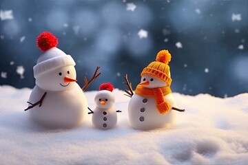 Obraz premium two little snowman standing next to each other