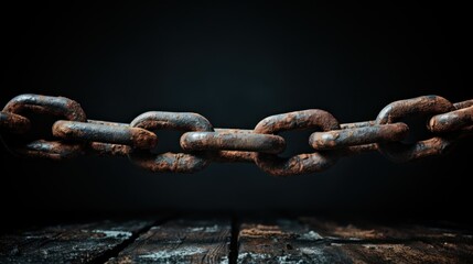 rusty chain, on a black background, Day for the Abolition of Slavery, banner - obrazy, fototapety, plakaty