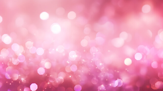 Defocused abstract pink twinkle light background. Pink glittery bright shimmering background use as a design backdrop background. Generative Ai.
