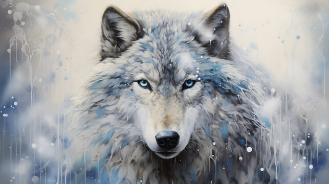 A painting of a wolf