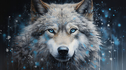 A painting of a wolf