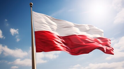 Poland flag. Polish flag. Polish flag blowing in the wind. Independence Day and National Day,...