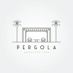 vector of pergola line art icon logo illustration design, minimalist architecture design - obrazy, fototapety, plakaty