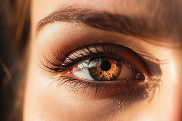 Obraz premium Macro young woman close up, AI Generated