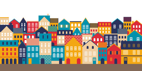 背景素材_ヨーロッパ風のかわいい町並み