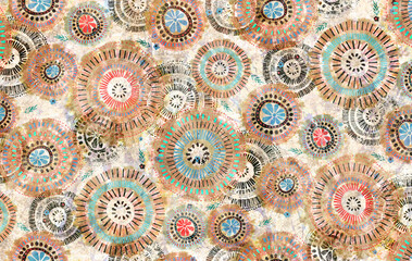 seamless ethnic fractal flower pattern and texture gradient, tribal print, aztec design, indian dress