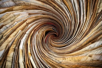 top-down macro shot of curled old book pages