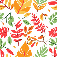 Seamless pattern of  Autumn leaves falling