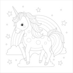 Unicorn flower coloring page for kids