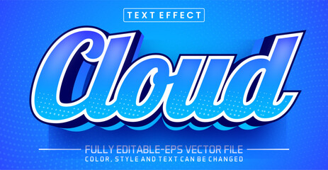 Cloud blue font Text effect editable