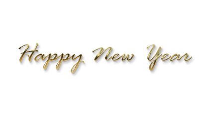 golden happy new year text calligraphy transparent png  for posters and banner and also for social media creative 