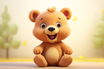 Obraz na płótnie Canvas Cute Teddy Bear 3D Illustration