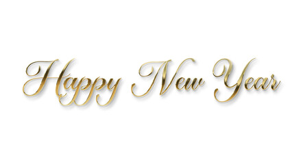 Obraz na płótnie Canvas golden happy new year text calligraphy transparent png for posters and banner and also for social media creative 