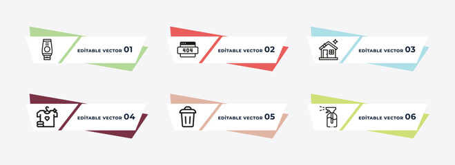 cream cleanin, leaf cleanin, house, clean clothes, wiping trash can, wiping sprayer outline icons. editable vector from cleaning concept.