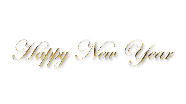 golden happy new year text calligraphy transparent png  for posters and banner and also for social media creative 