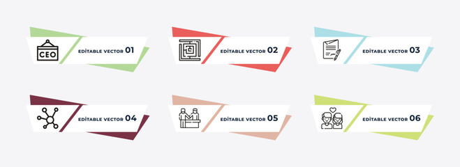 bussines briefcase, laptop analysis, statistics presentation, briefcase tings, maze game, line chart statistics outline icons. editable vector from business concept.