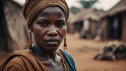 portrait of a poor black woman in Africa