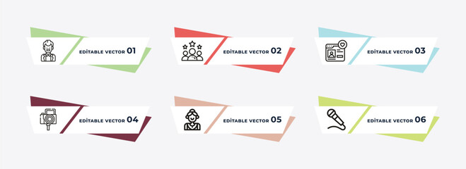 hipster, rating, profile, vlogger, famous, microphone outline icons. editable vector from blogger and influencer concept.