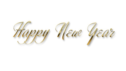 golden happy new year text calligraphy transparent png  for posters and banner and also for social media creative 