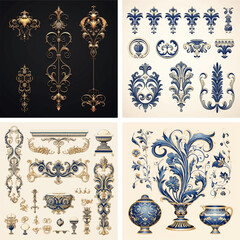 flourish vignette scroll victorian deco swirl arabesque damask calligraphic ornamental royal 