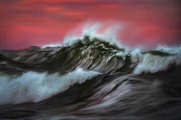 Slow shutter speed image of a breaking wave, Australia