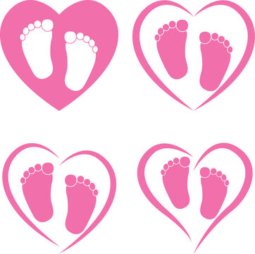 Baby Girl Feet SVG Cut File for Cricut and Silhouette, EPS ,Vector, PNG , JPEG, Zip Folder
