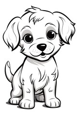 Fototapeta premium Generative AI : cute puppy in cartoon style simple coloring book page