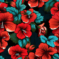 Geranium Seamless pattern floral background
