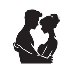 Husband and Wife Silhouette - Silhouetted Love, Ideal for Projects Embracing the Beauty of a Couple's Connection in Stock Photography and Design