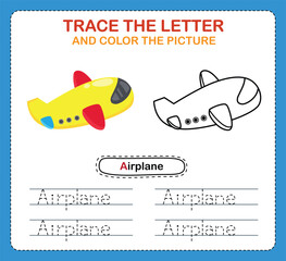 Trace letters of english alphabet and coloring book.Handwriting practice for preschool kids