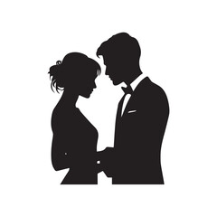 Husband and Wife Silhouette - Timeless Embrace, Ideal for Projects Seeking the Grace and Elegance of a Loving Couple in Stock Photography