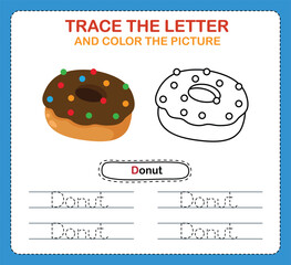 Trace letters of english alphabet and coloring book.Handwriting practice for preschool kids