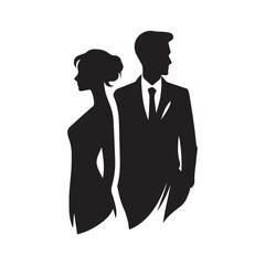 Husband and Wife Silhouette - Timeless Love Story, Perfect for Projects Seeking the Silhouetted Beauty of a Couple's Embrace in Stock Photography