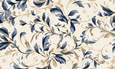 soft vibrant floreal blue inspired flower pattern , generated by AI