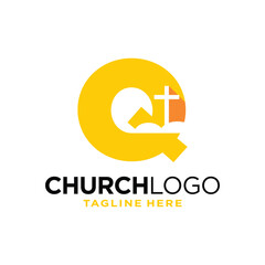 Letter Q Church Logo Design Template Inspiration, Vector Illustration.