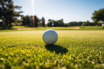 A golf ball on the golf course. sport concept - obrazy, fototapety, plakaty