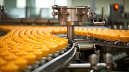 Automated Food Production Line for Dairy Cheese - obrazy, fototapety, plakaty