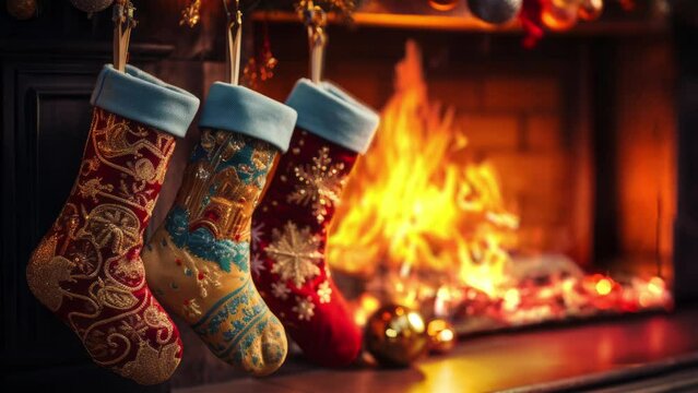christmas sock on fireplace