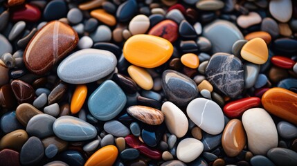 A close up of a bunch of rocks and pebbles. Generative AI. - Powered by Adobe