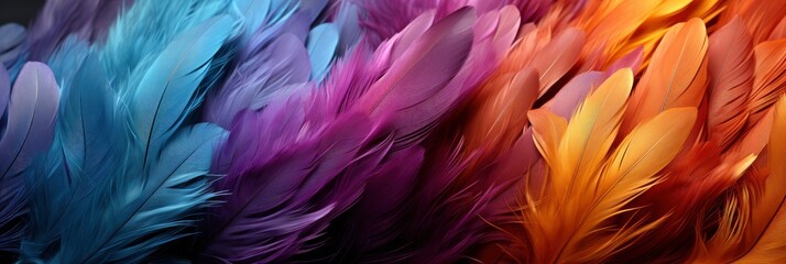 Abstract Feather Rainbow Patchwork Background , Banner Image For Website, Background abstract , Desktop Wallpaper - obrazy, fototapety, plakaty