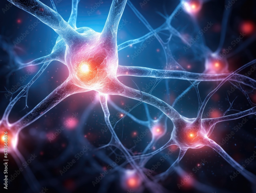 Aufkleber a close up of a bunch of neurons. generative ai.
