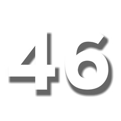 3d number 46 white color on transparent background