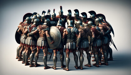 Spartaner halten eine Taktikbesprechung - obrazy, fototapety, plakaty
