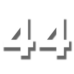 Number 44 white color on transparent background 