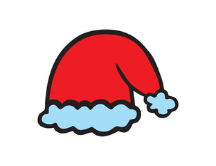 vector hand drawn santa hat isolated on white. Doodle icon